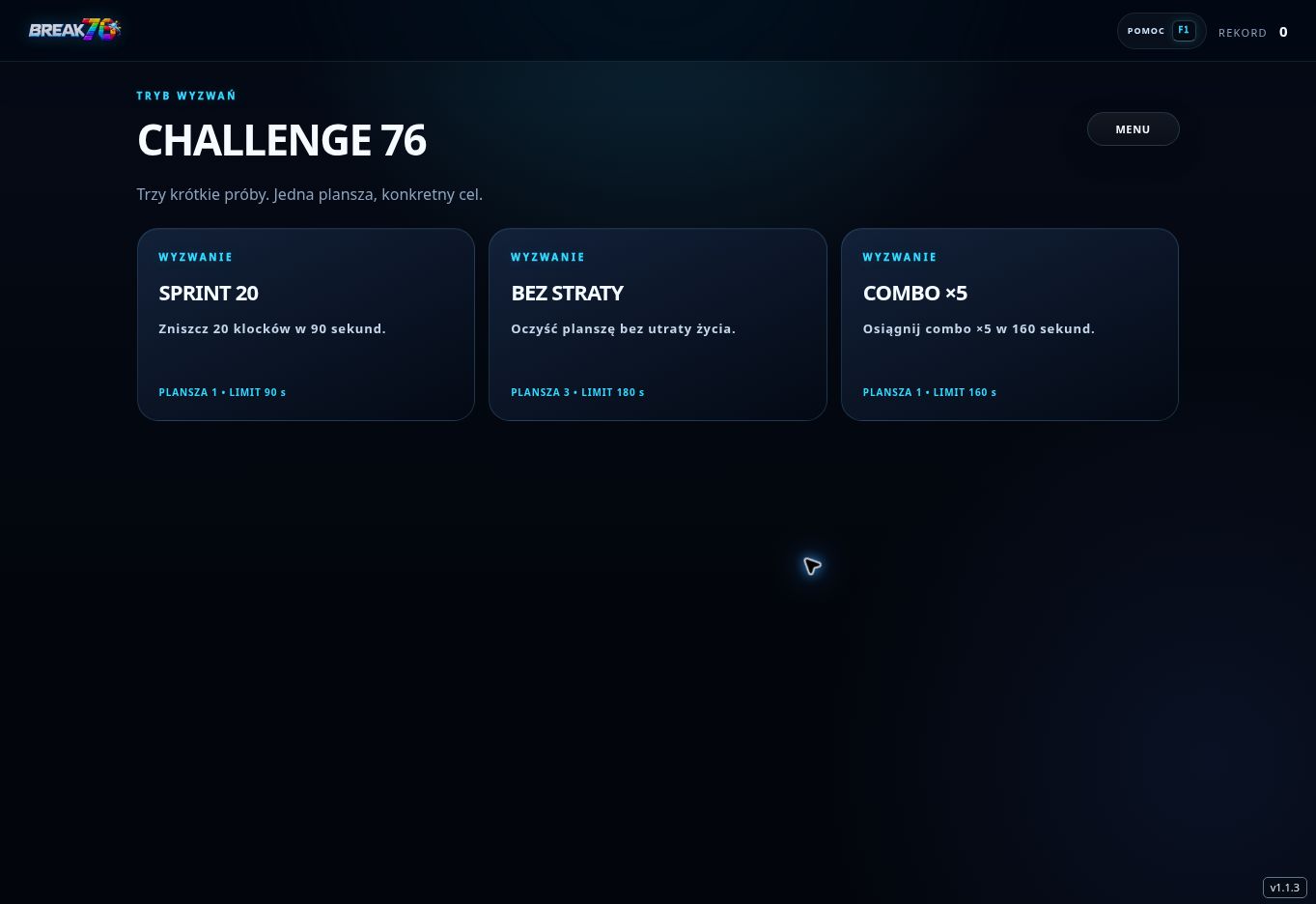 Break 76 — Wyzwania Challenge 76